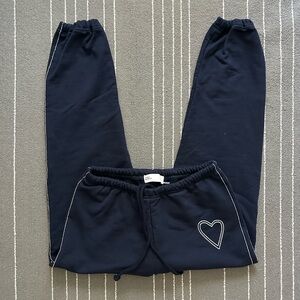 Tory Burch Pick Stitch Heart French Terry Sweatpants